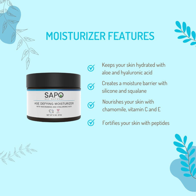 Sapo All Natural Moisturizer with Hyaluronic Acid, Aloe, Niacinamide,